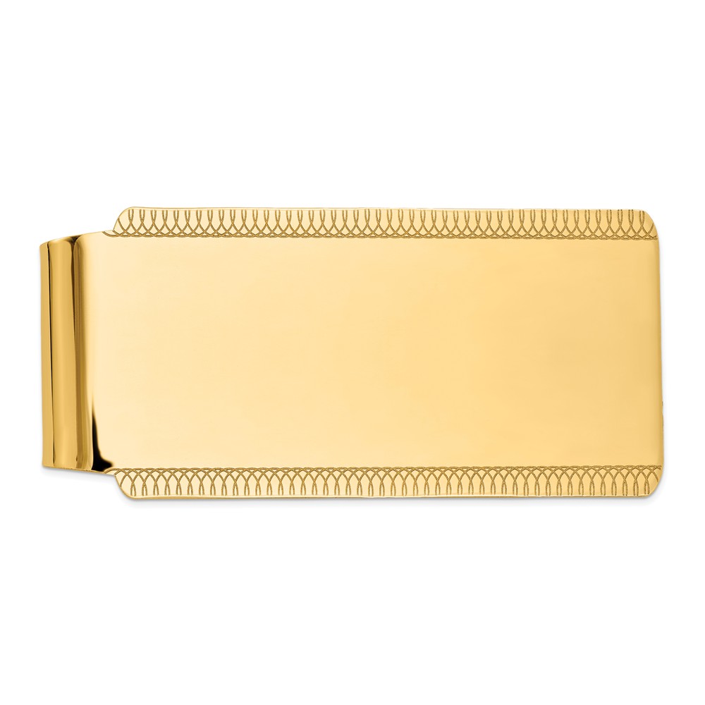 Men&#039;s 14k Yellow Gold Etched Edge Polished Fold-Over Money Clip