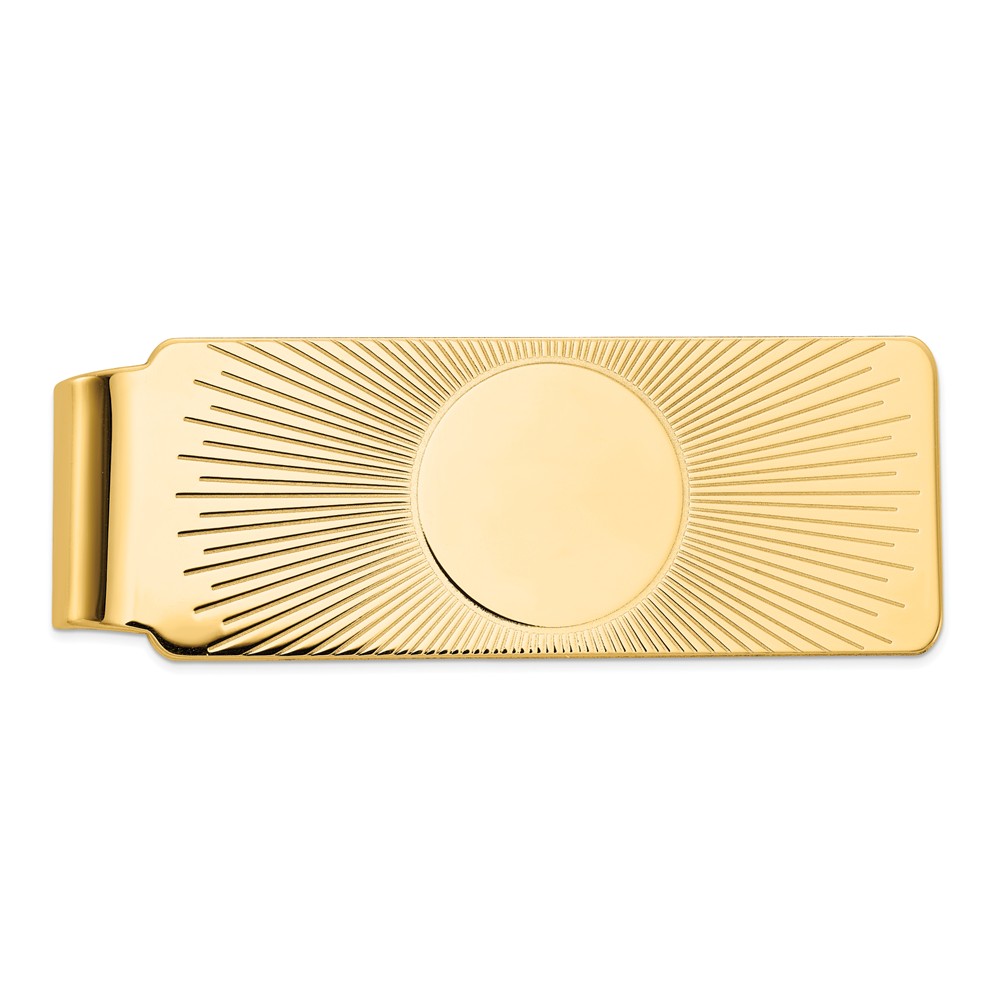 Men's 14k Yellow Gold Sunburst Fold-Over Money Clip