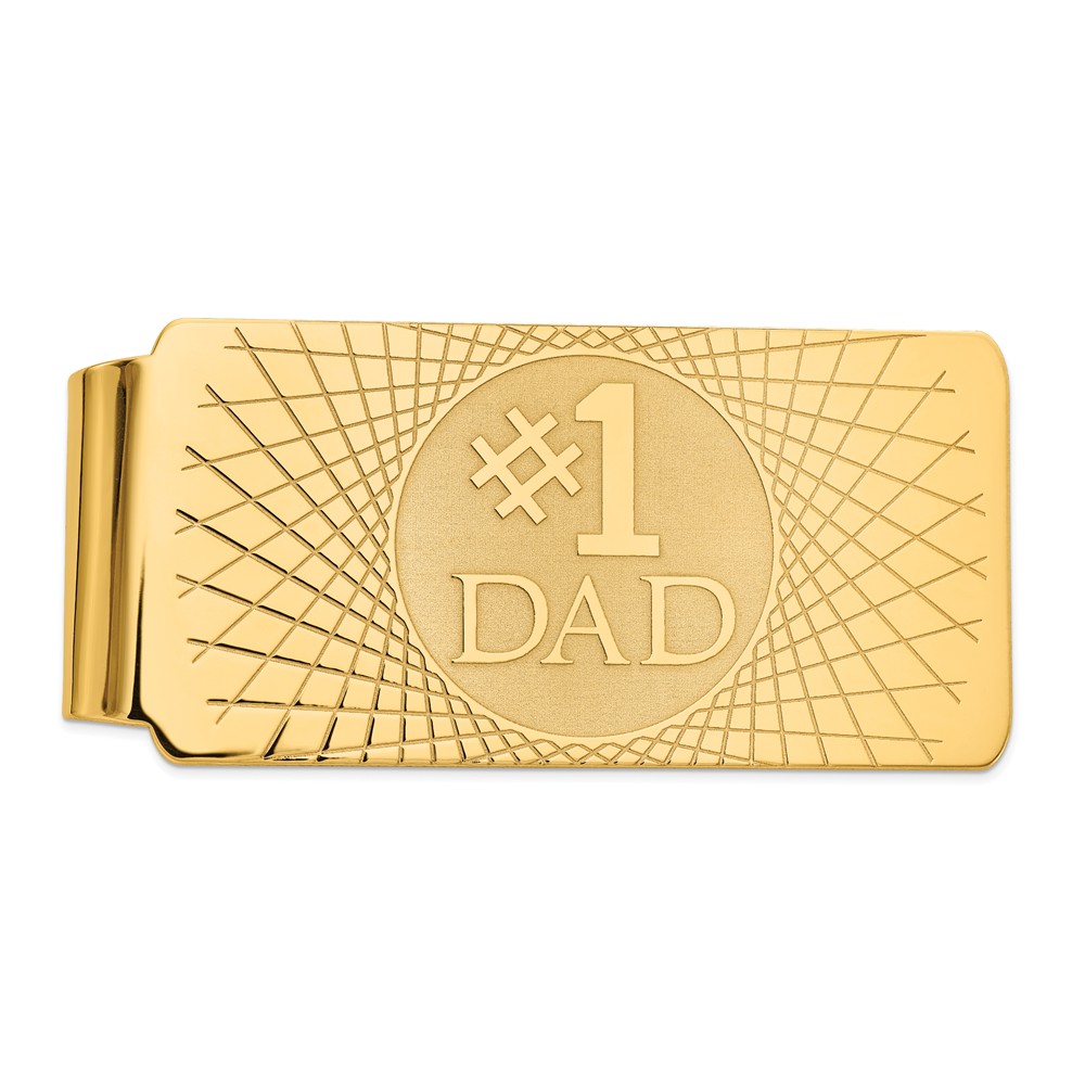 Men&#039;s 14k Yellow Gold #1 Dad Fold-Over Money Clip