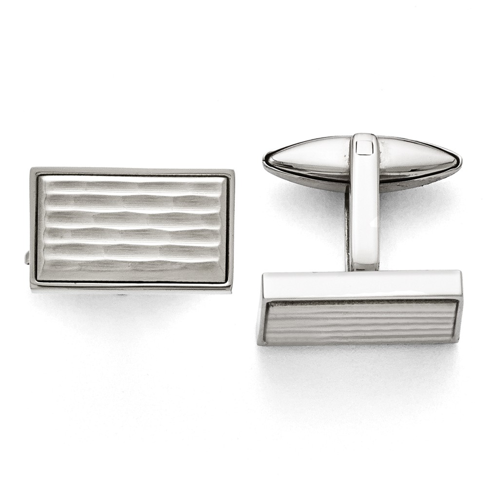 Men's Stainless Steel Textured Rectangular Cuff Links