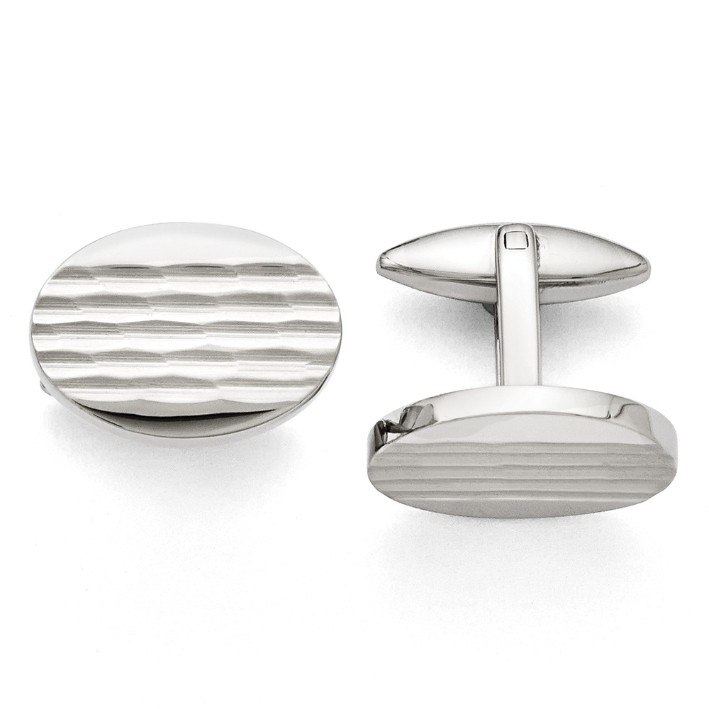 Men's Stainless Steel Textured Oval Cuff Links