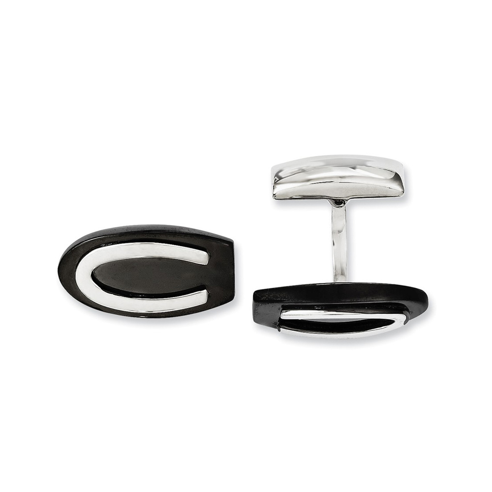 Men&#039;s Two Tone Stainless Steel Horseshoe Cuff Links