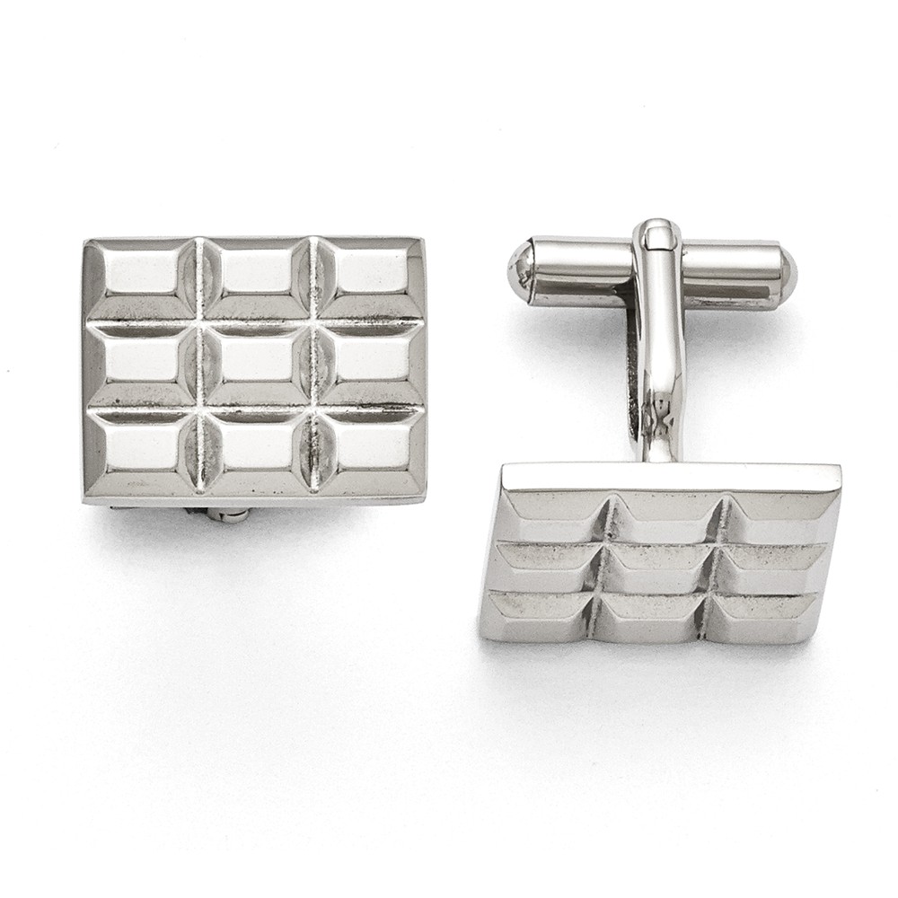 Men's Stainless Steel Rectangular Pyramid Cuff Links
