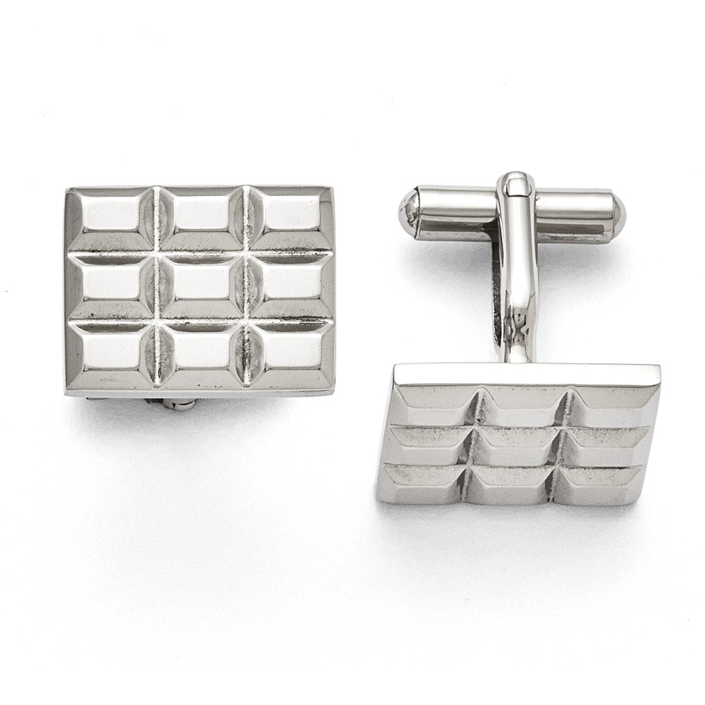 Men&#039;s Stainless Steel Rectangular Pyramid Cuff Links