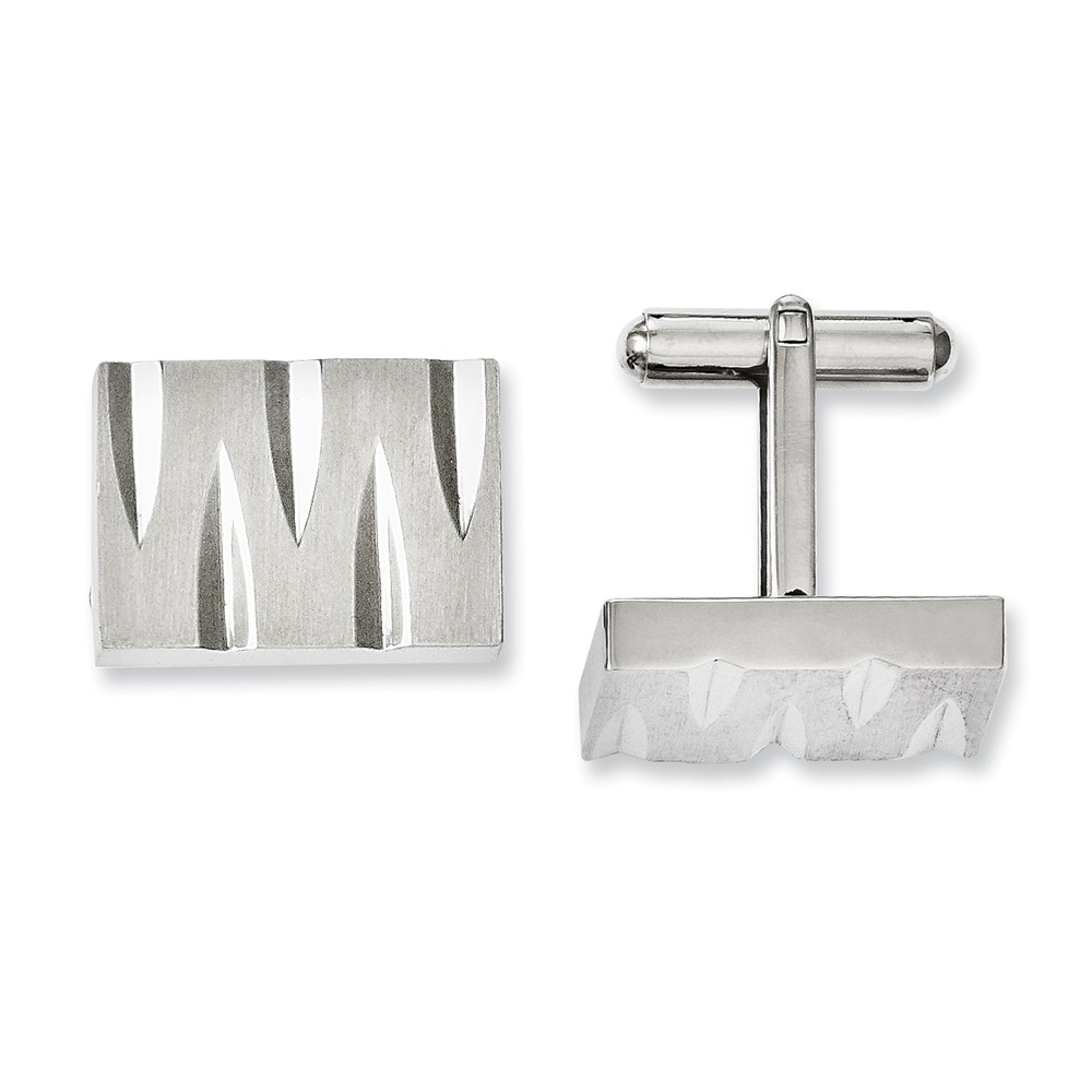Men's Stainless Steel Notched Rectangle Cuff Links