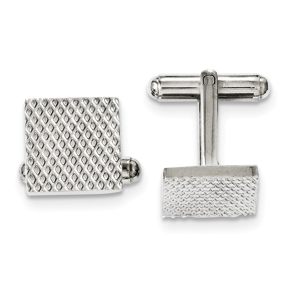 Men&#039;s Stainless Steel 13.5mm Textured Square Cuff Links