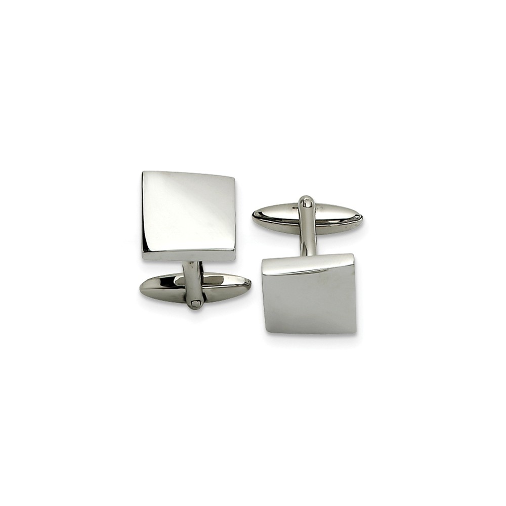 Men's Stainless Steel Engravable Tapered Corner Polished Cuff Links