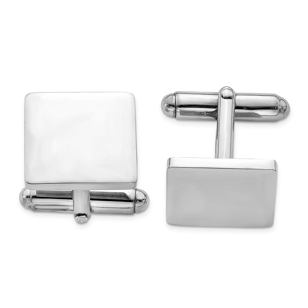 Men&#039;s Sterling Silver Classic Polished 14mm Square Cuff Links