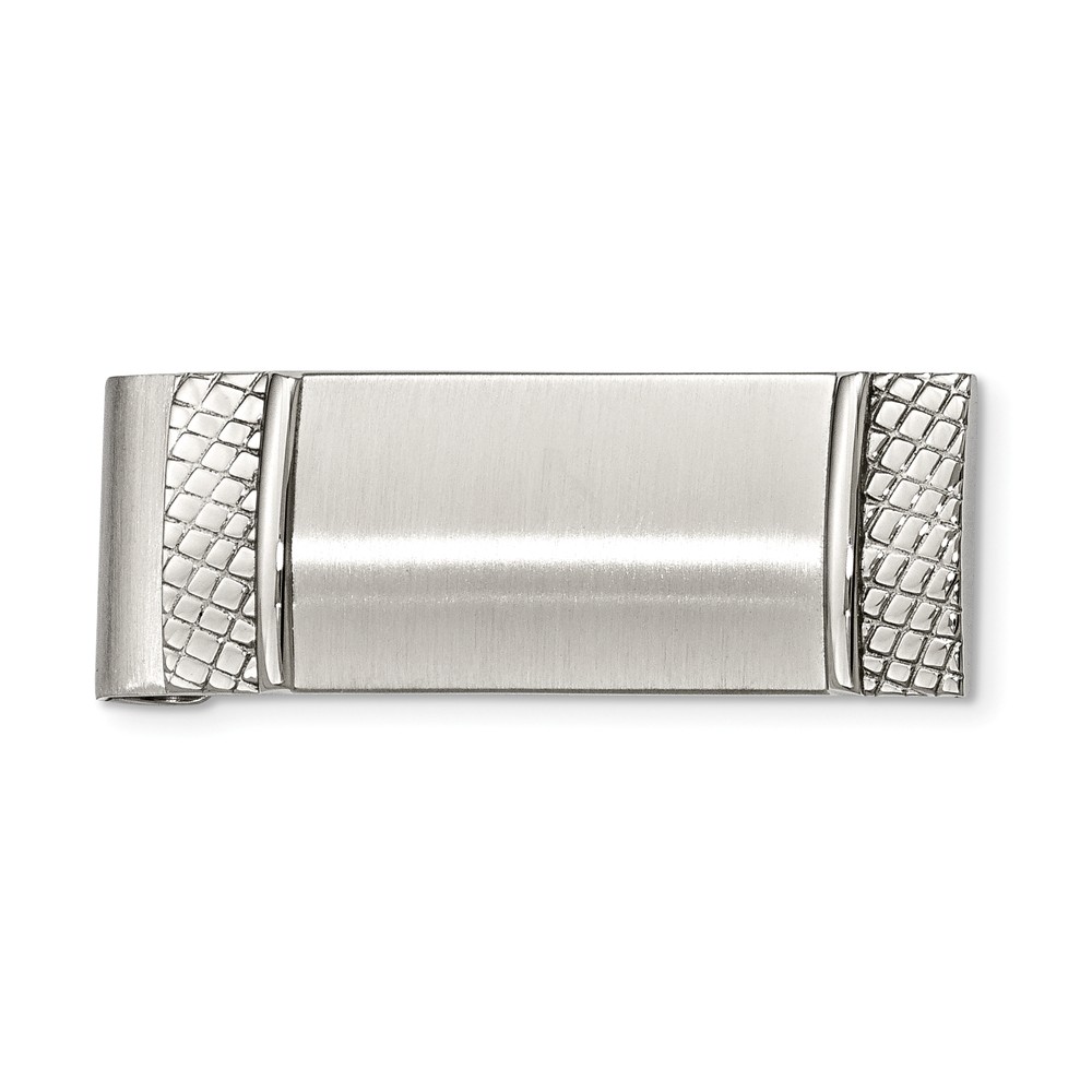 Brushed and Textured Spring Loaded Stainless Steel Money Clip