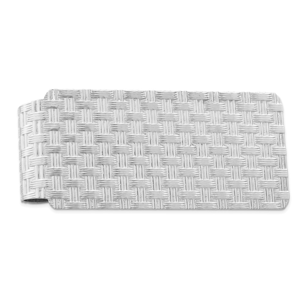 Wide Basket Weave Money Clip in Sterling Silver