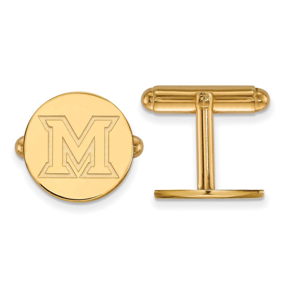 NCAA 14k Yellow Gold Miami University Cuff Links