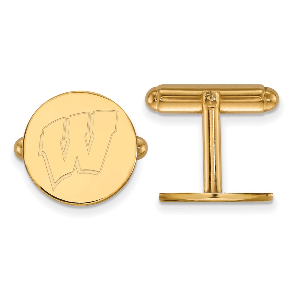 14k Yellow Gold University of Wisconsin Initial W Cuff Links