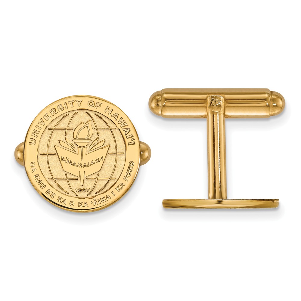 NCAA 14k Yellow Gold The University of Hawai&#039;i Crest Cuff Links