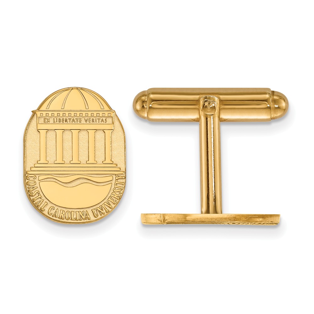 NCAA 14k Yellow Gold Coastal Carolina University Crest Cuff Links