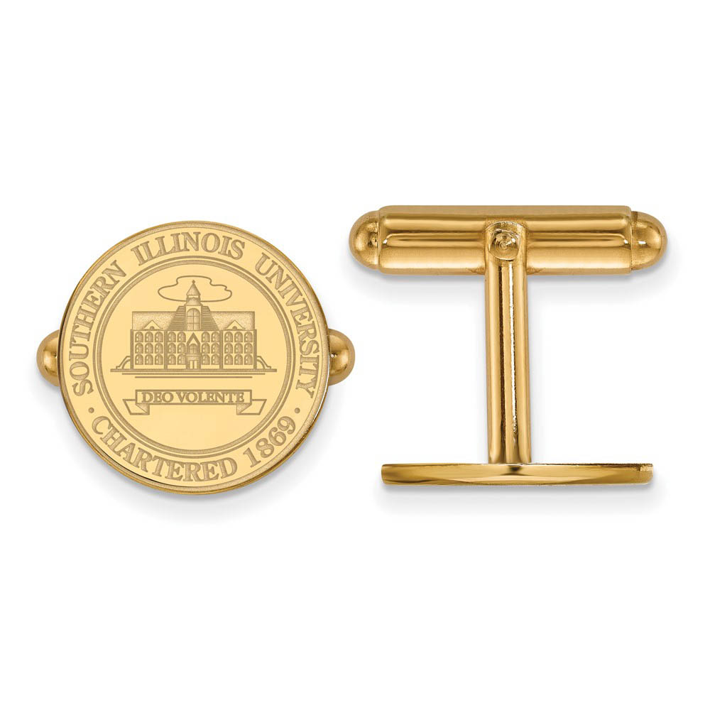 NCAA 14k Yellow Gold Southern Illinois University Crest Cuff Links