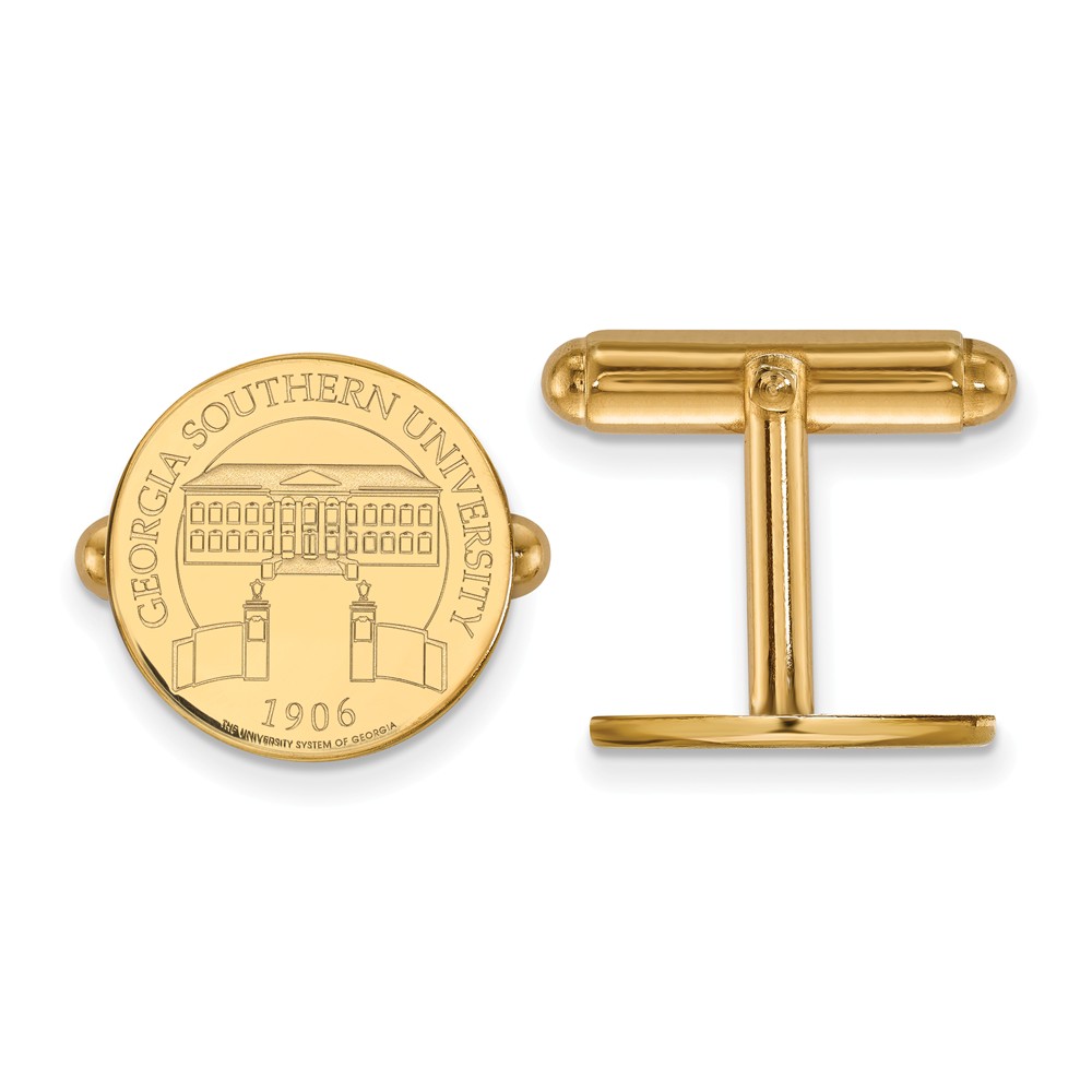 NCAA 14k Yellow Gold Georgia Southern University Crest Disc Cuff Links