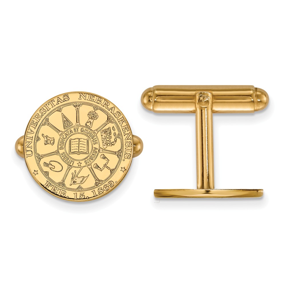 NCAA 14k Yellow Gold University of Nebraska Crest Cuff Links