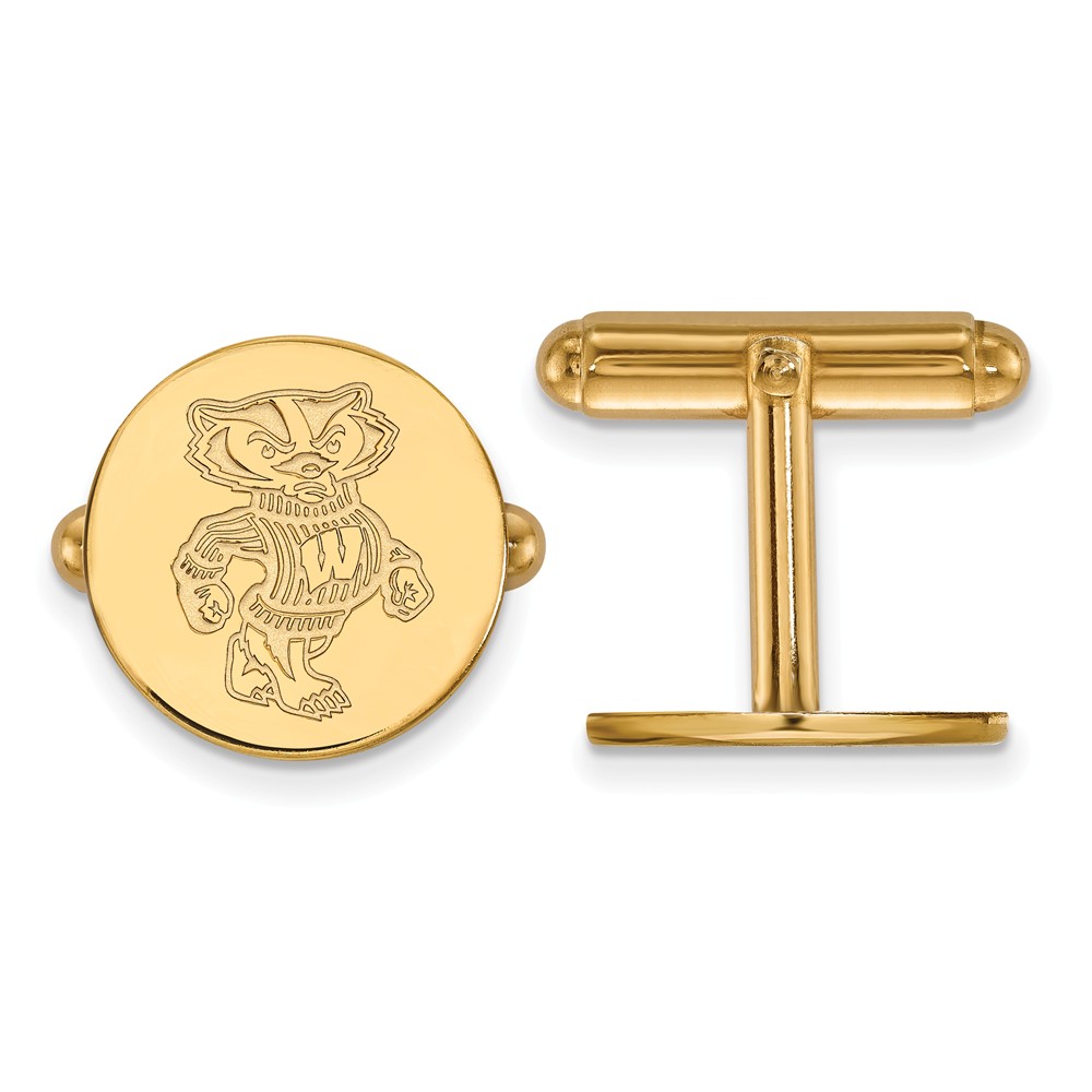 NCAA 14k Yellow Gold University of Wisconsin Cuff Links