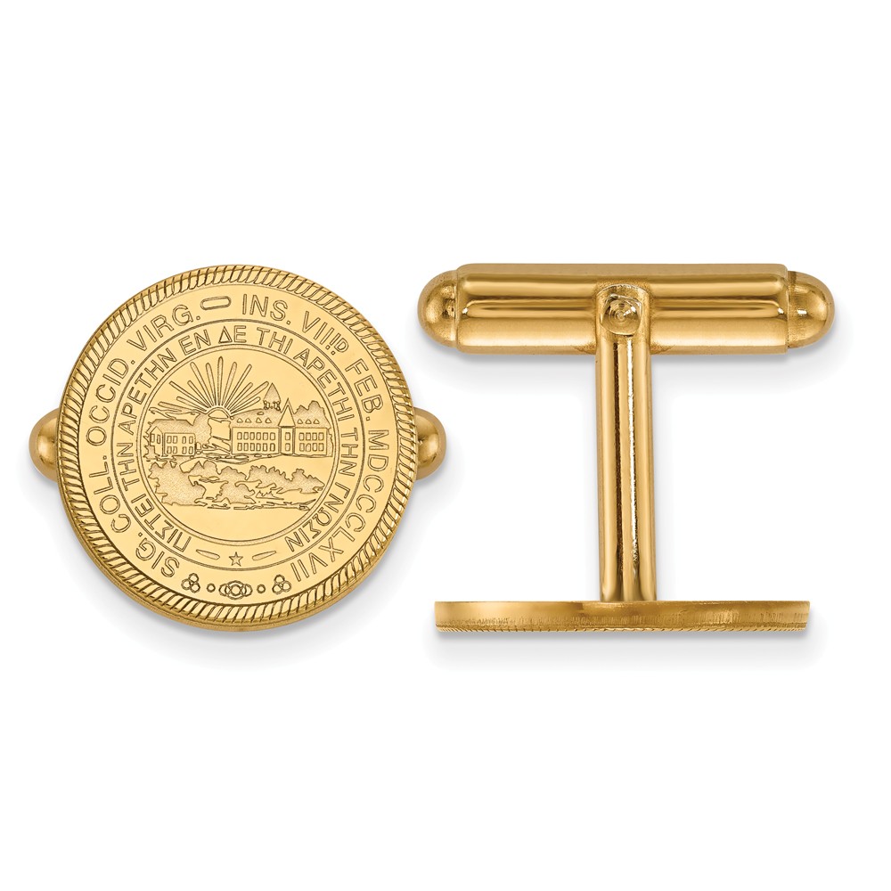 NCAA 14k Yellow Gold West Virginia University Crest Cuff Links