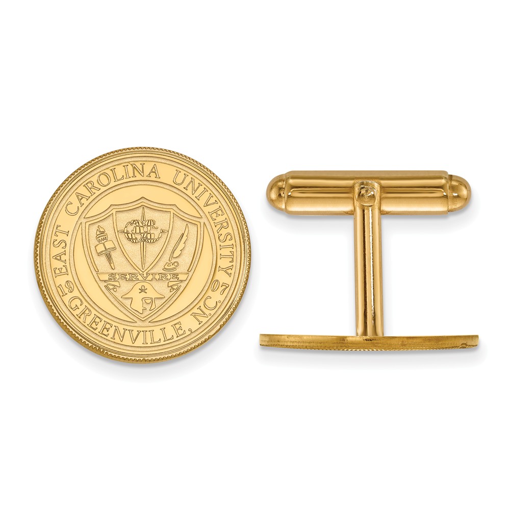 NCAA 14k Yellow Gold East Carolina University Crest Cuff Links