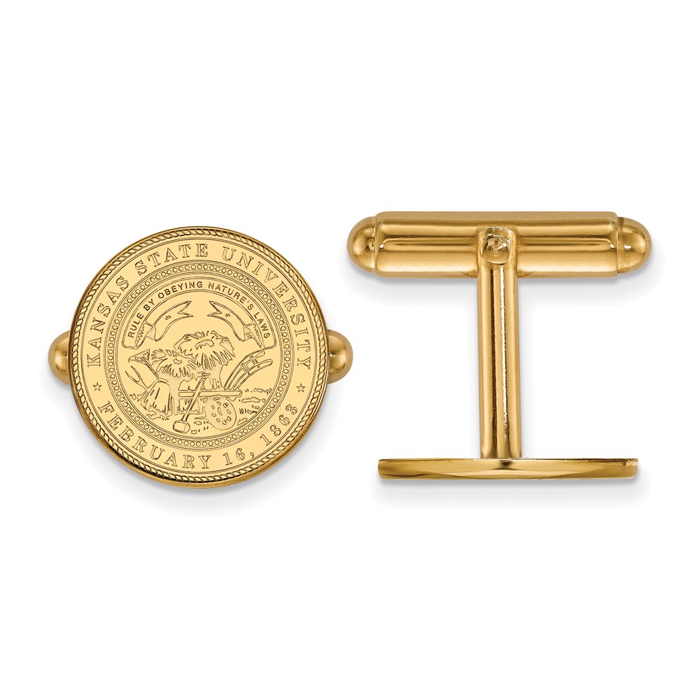 NCAA 14k Yellow Gold Kansas State University Crest Cuff Links