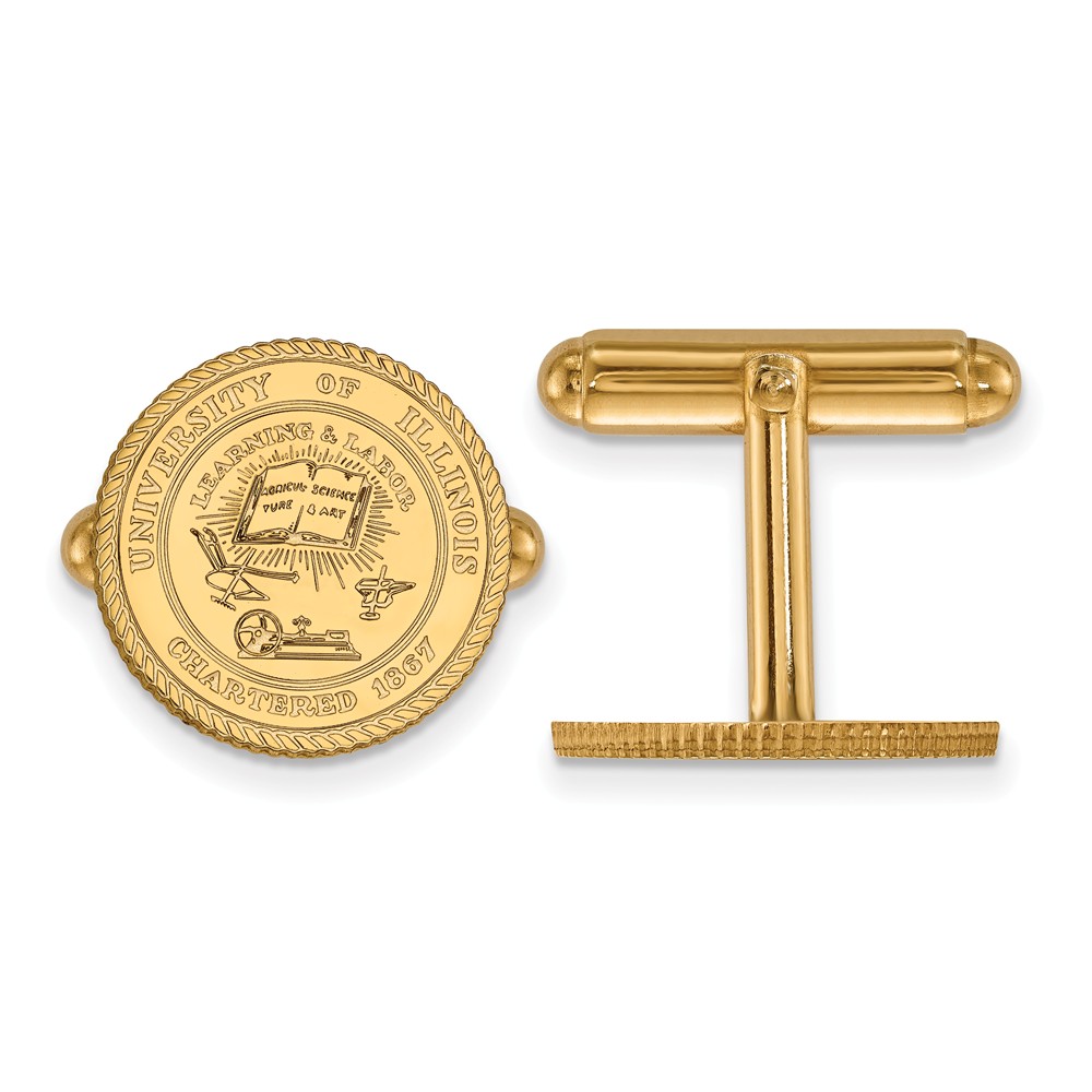 NCAA 14k Yellow Gold University of Illinois Crest Cuff Links