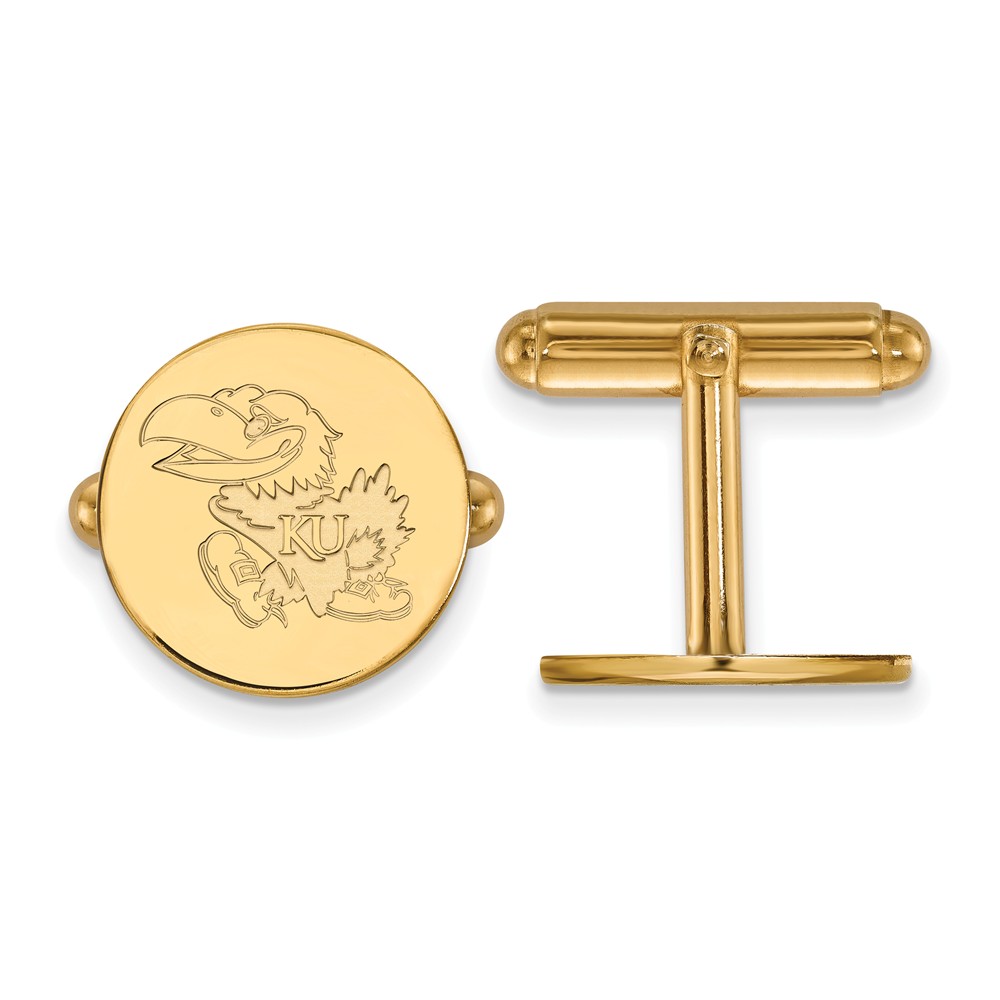 NCAA 14k Yellow Gold University of Kansas Cuff Links