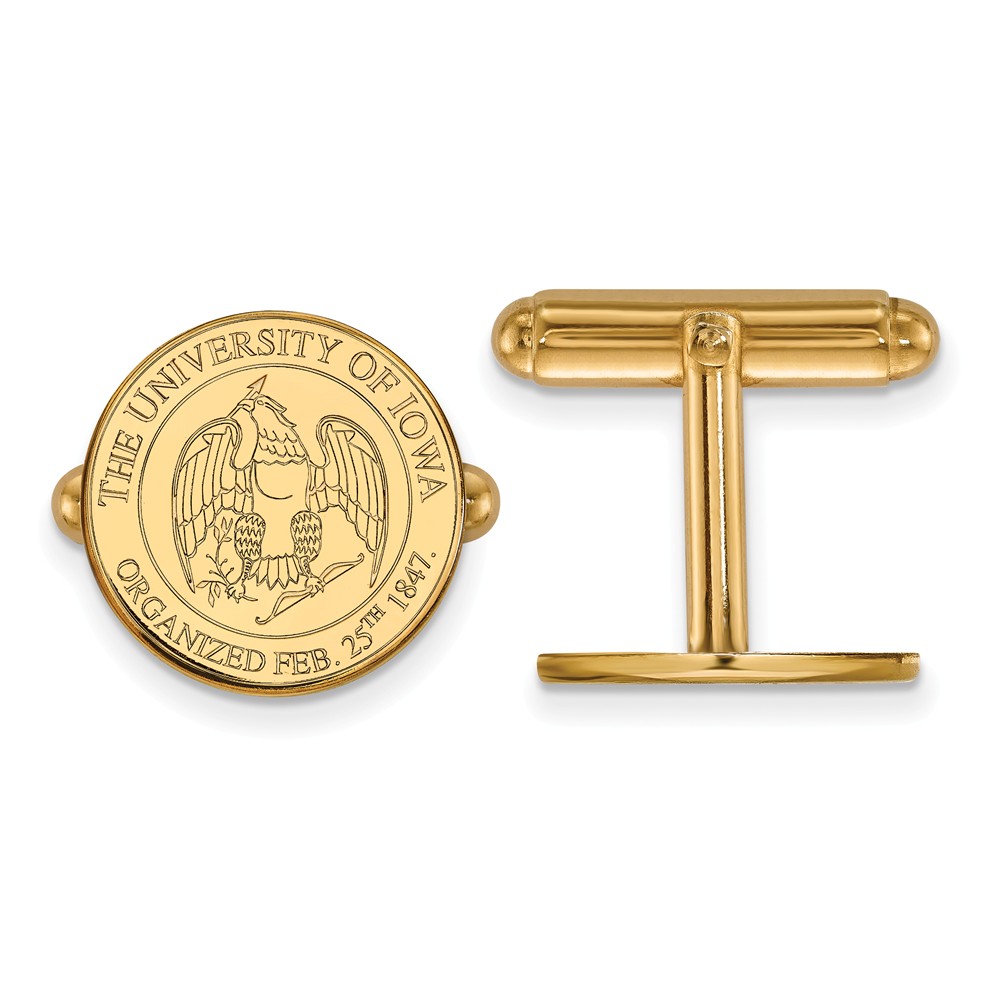 NCAA 14k Yellow Gold University of Iowa Crest Cuff Links