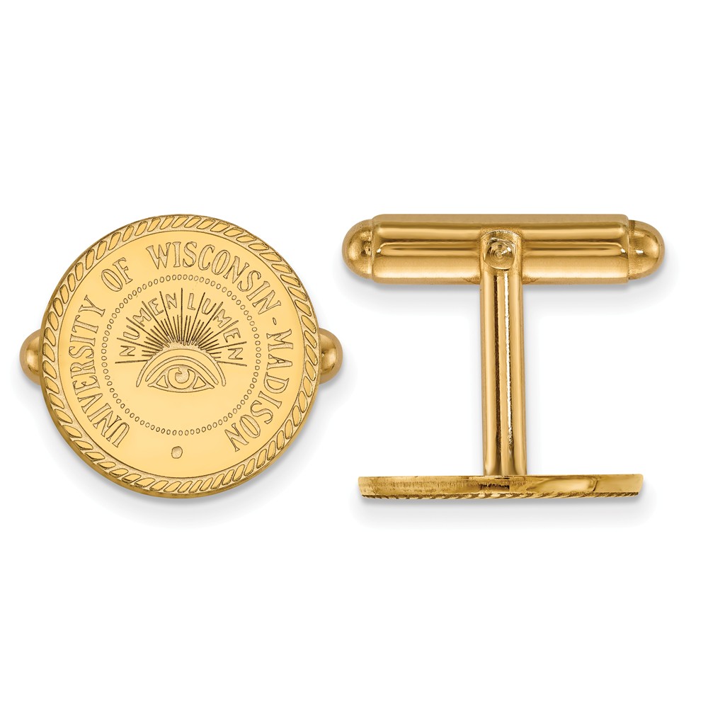 NCAA 14k Yellow Gold University of Wisconsin Crest Cuff Links