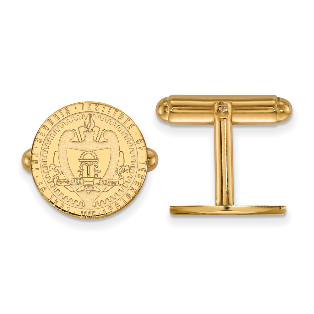 14k Gold Plated Silver Georgia Technology Crest Cuff Links