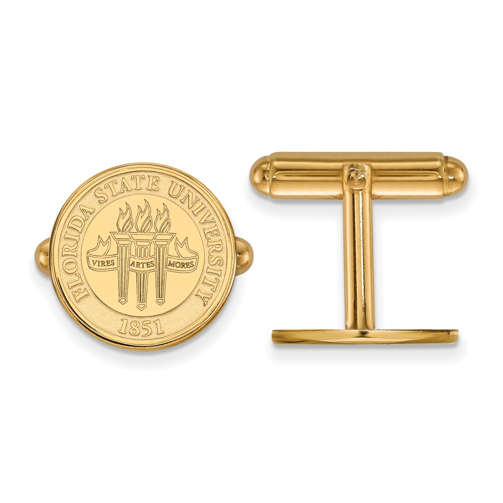 14k Gold Plated Silver Florida State University Crest Cuff Links