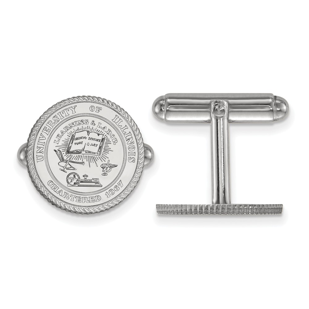 Sterling Silver University of Illinois Crest Cuff Links