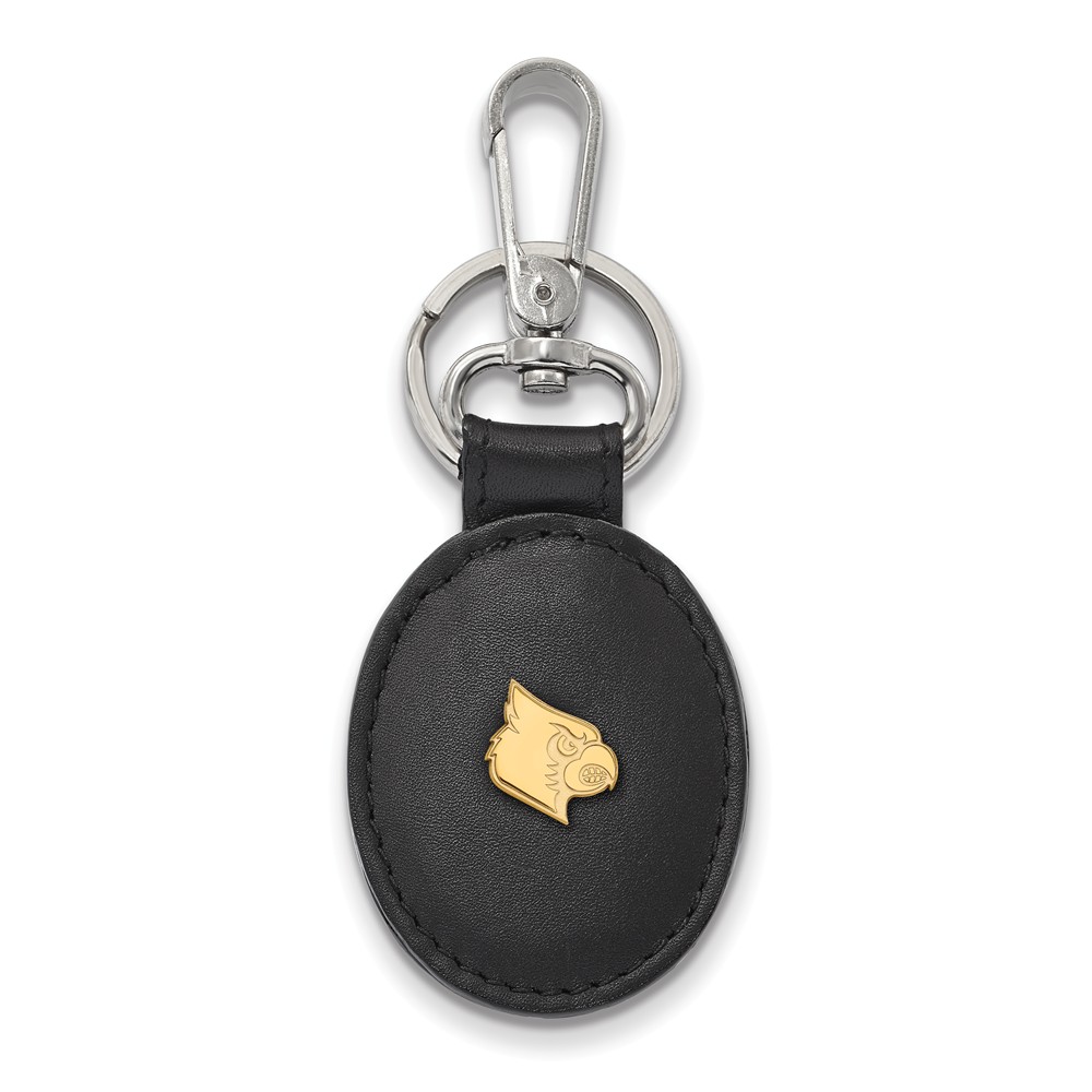 14k Gold Plated Silver U of Louisville Leather Logo Key Chain