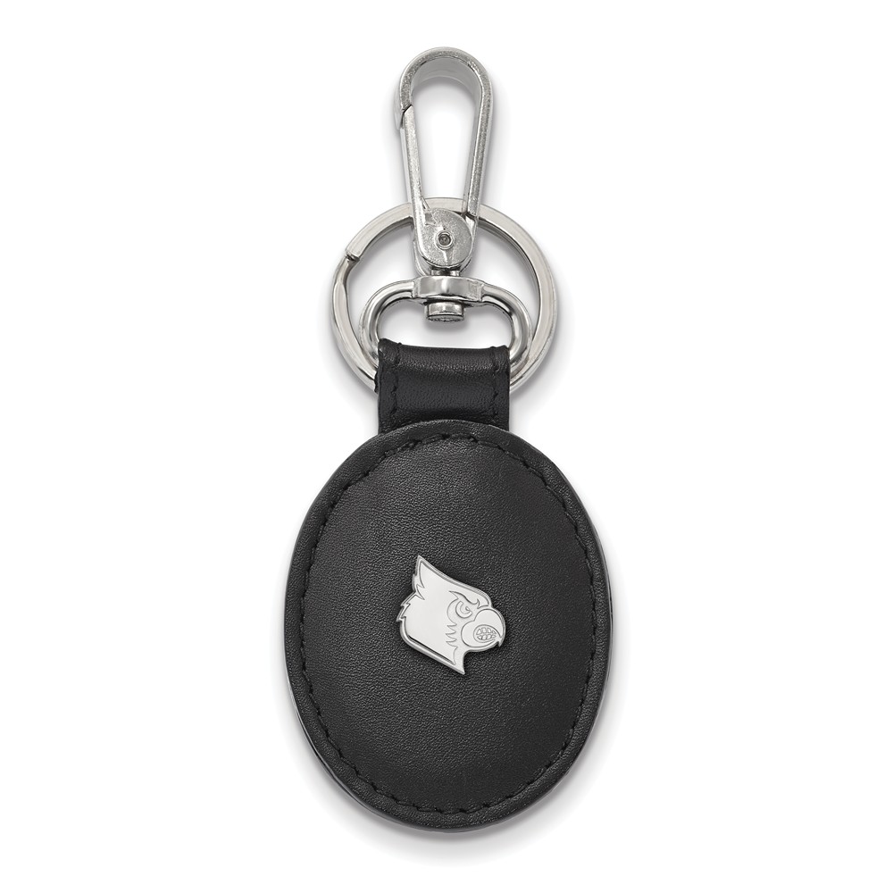 Sterling Silver Louisville Black Leather Key Chain
