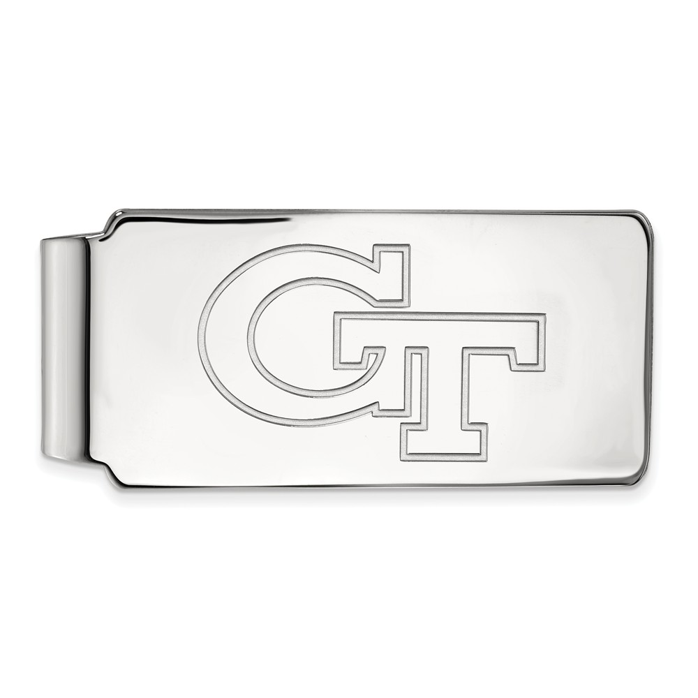 10k White Gold Georgia Technology Money Clip