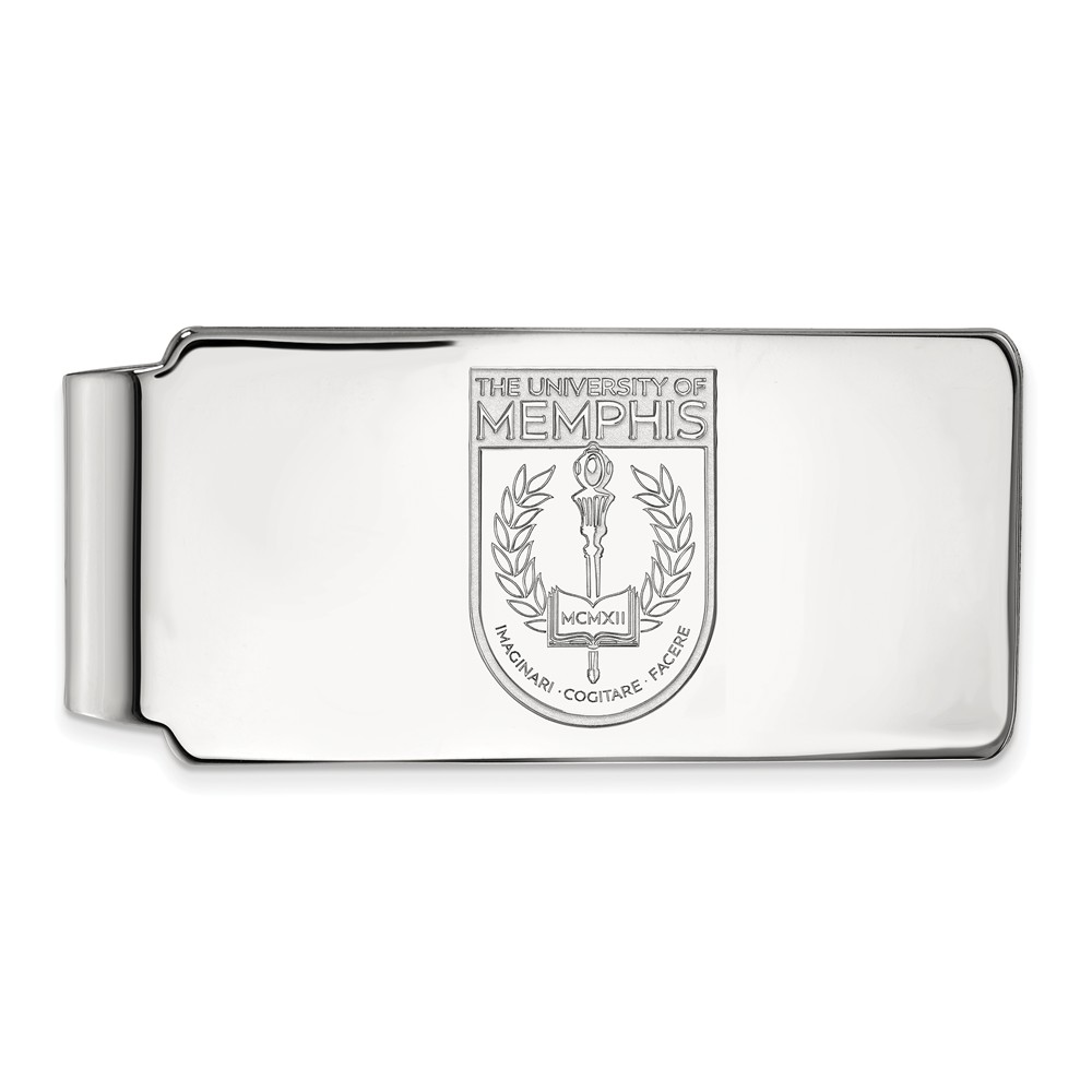 10k White Gold U of Memphis Crest Money Clip