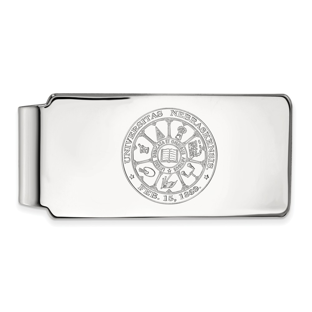 10k White Gold U of Nebraska Crest Money Clip