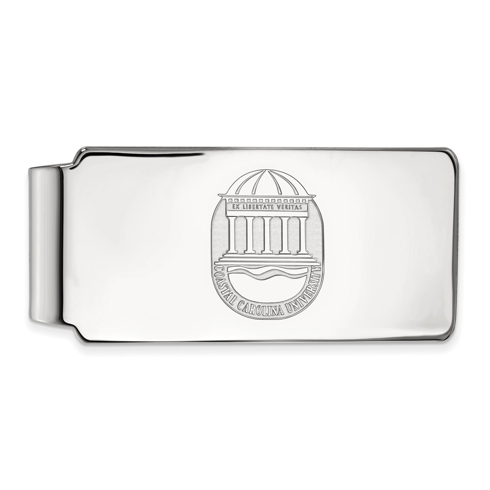 14k White Gold Coastal Carolina U Crest Money Clip