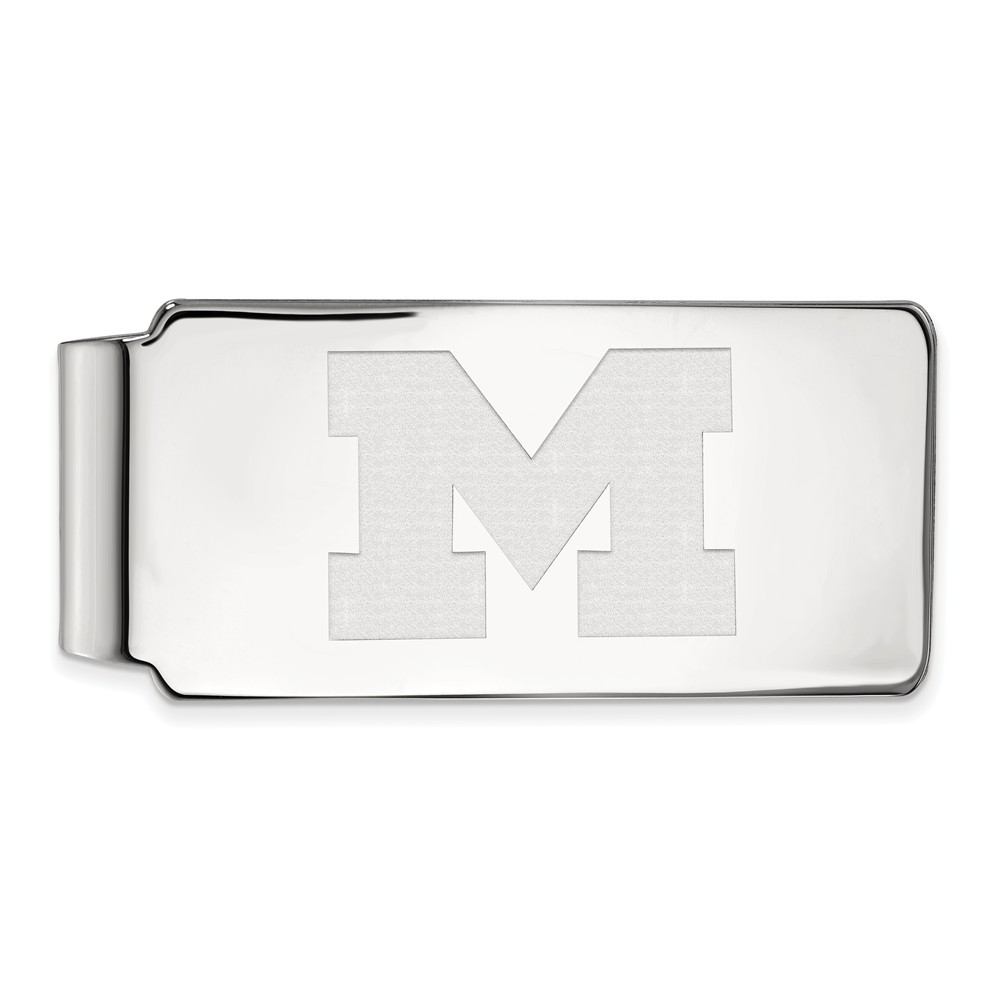 14k White Gold Michigan (Univ of) Money Clip