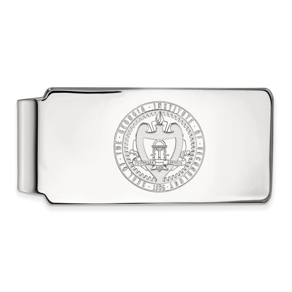 14k White Gold Georgia Technology Crest Money Clip