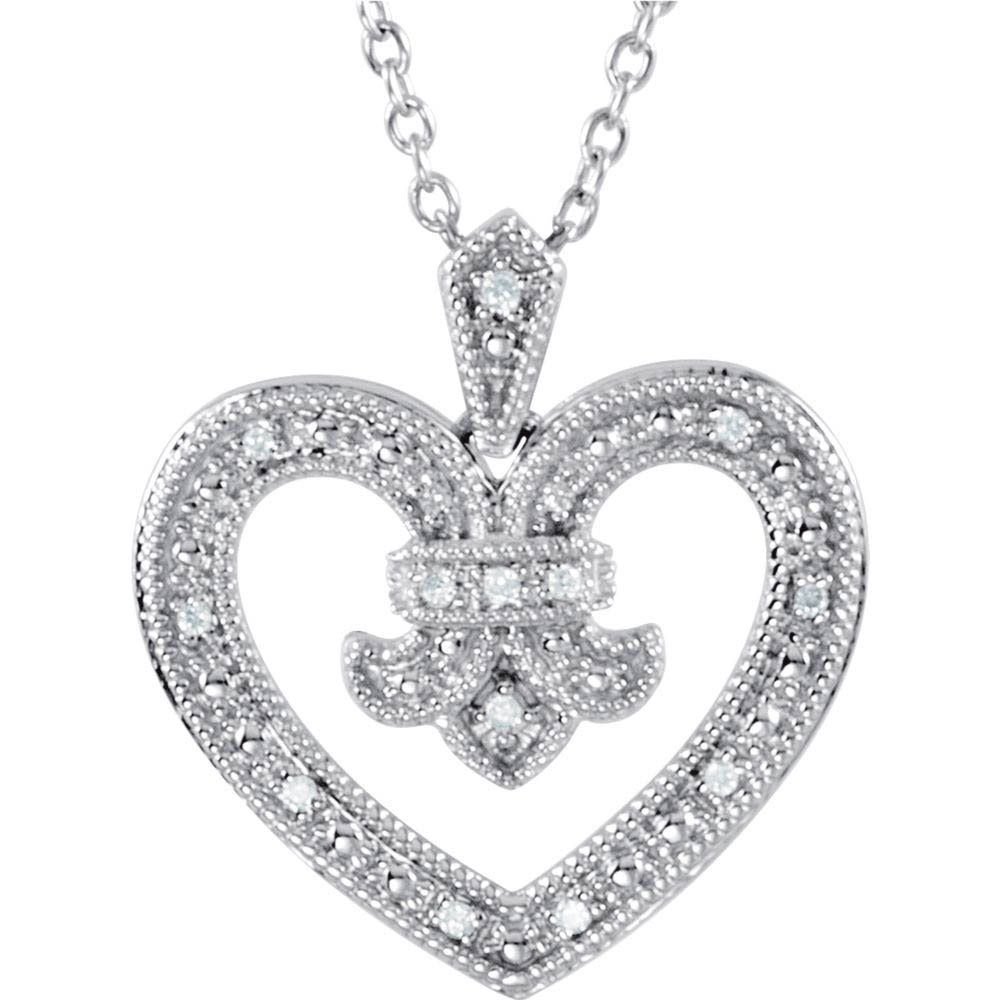 Sterling Silver and Diamond Heart Necklace