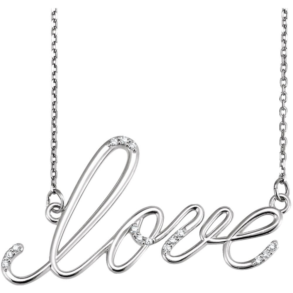 Diamond Love Script Necklace in Sterling Silver