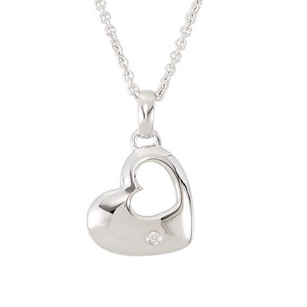 Diamond Accent Heart Necklace in Silver, 18 Inch