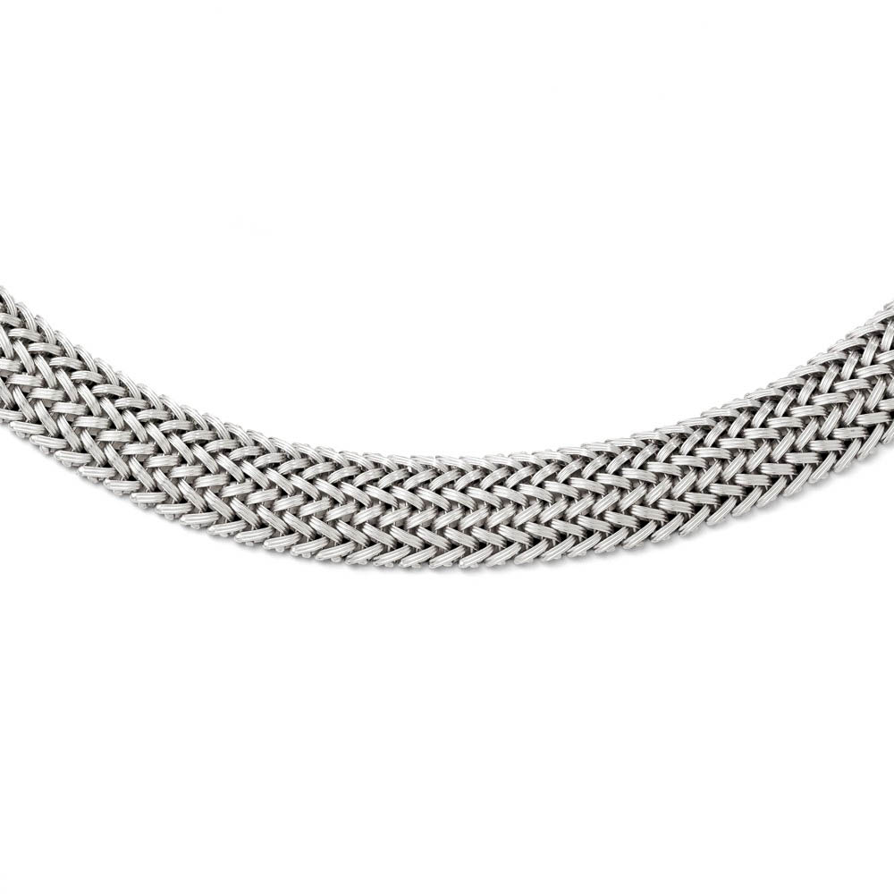 14.75mm Braided Mesh Link Necklace in Sterling Silver, 18 Inch