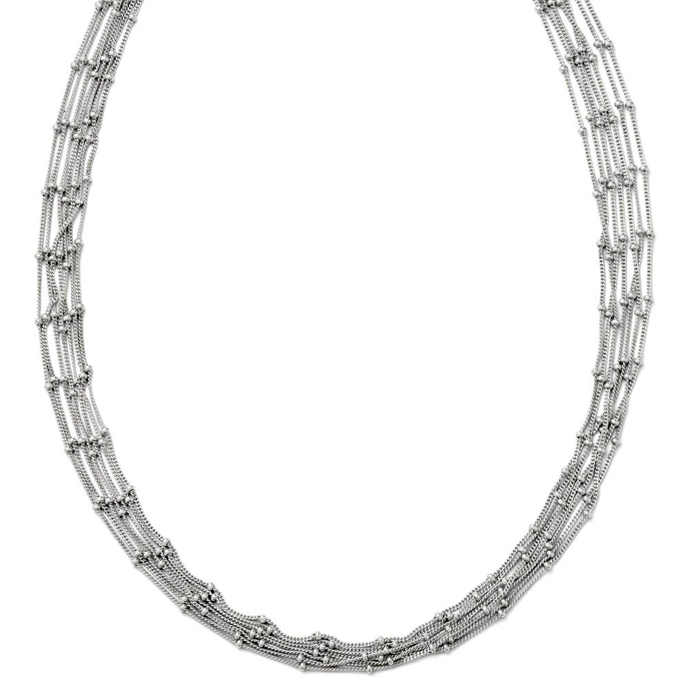 Seven Strand Beaded Curb Chain Necklace in Sterling Silver