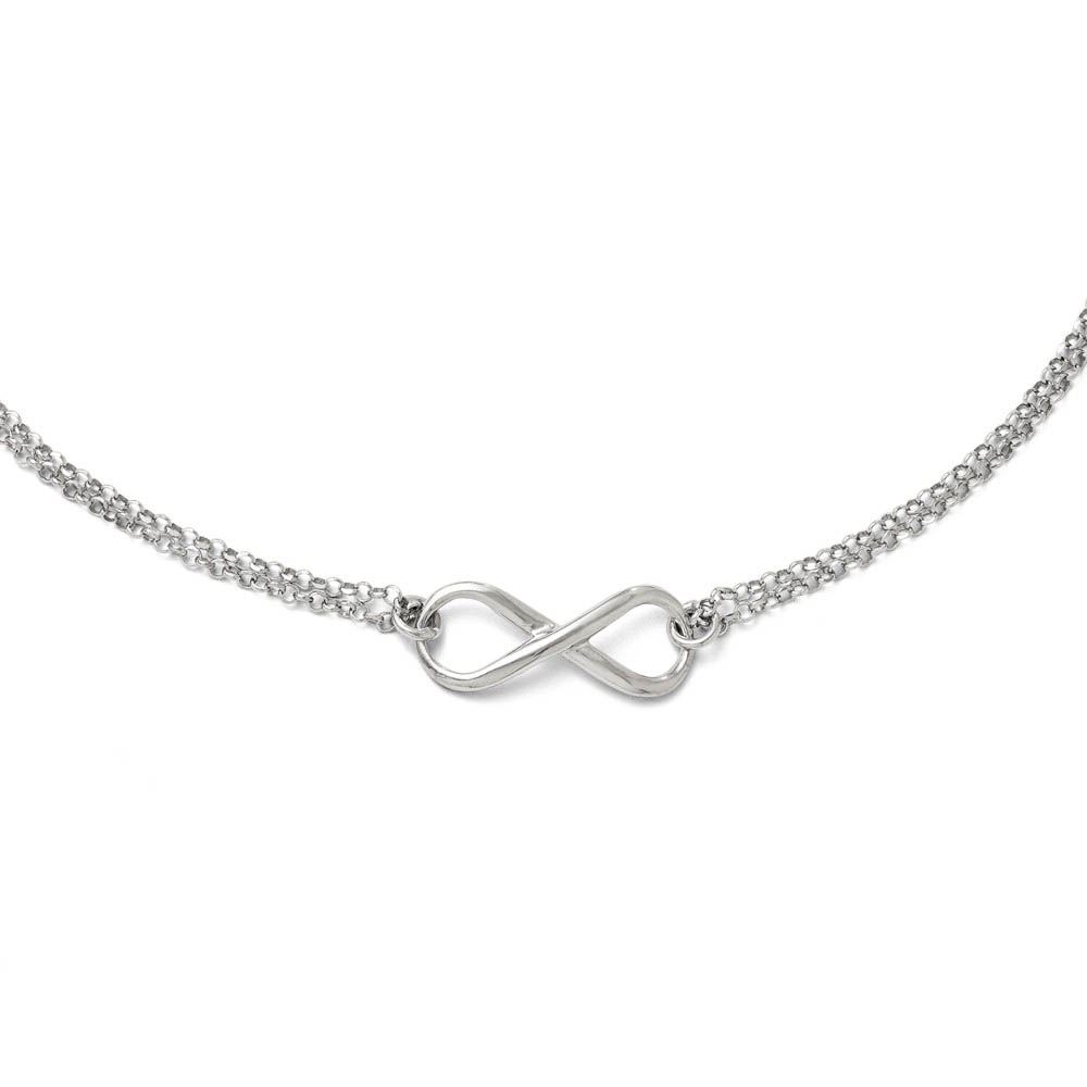 Infinity Symbol Double Strand Necklace in Sterling Silver, 18 Inch