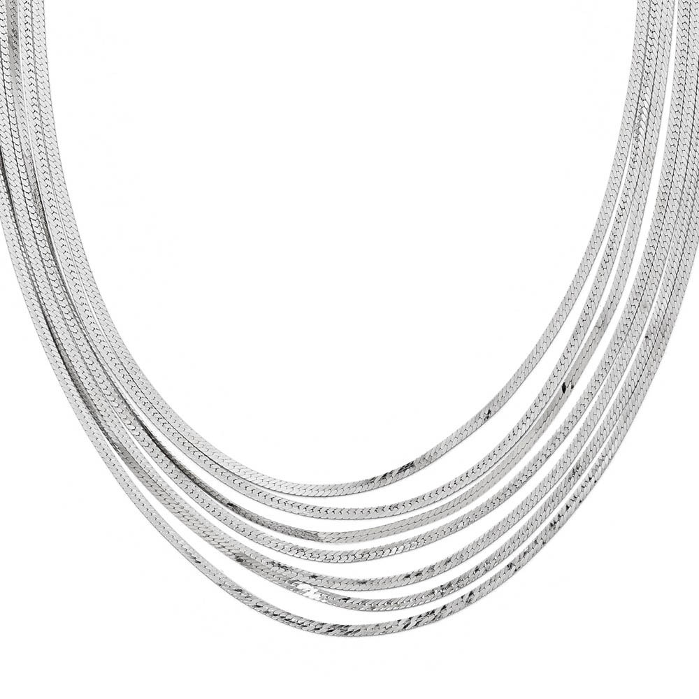 Seven Strand Herringbone Necklace in Sterling Silver, 17 Inch