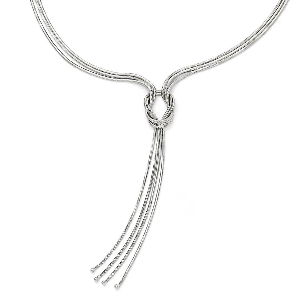 Multi Strand Lariat Knot Necklace in Sterling Silver, 16-18 Inch