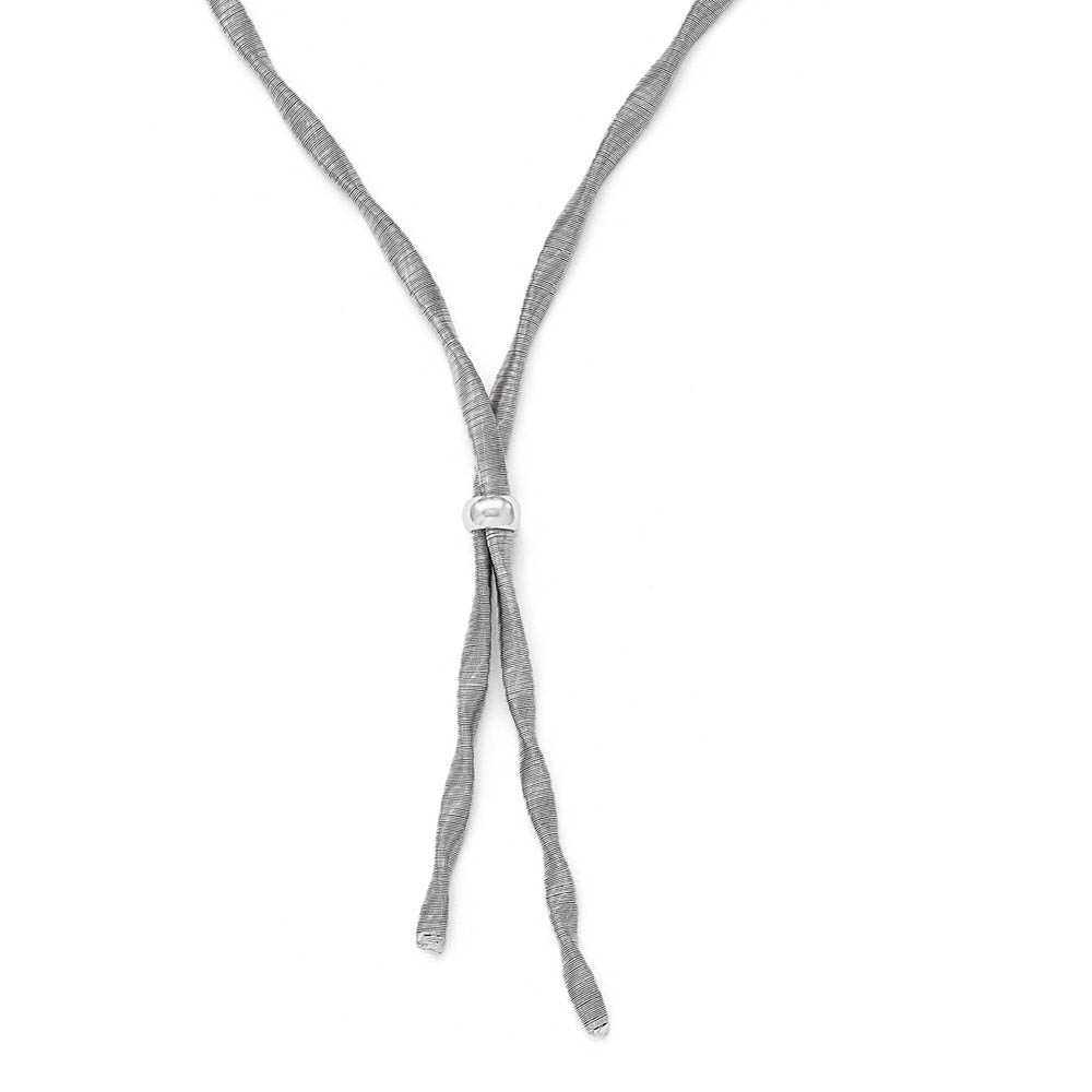 3mm Textured and Twisted Lariat Necklace Sterling Silver