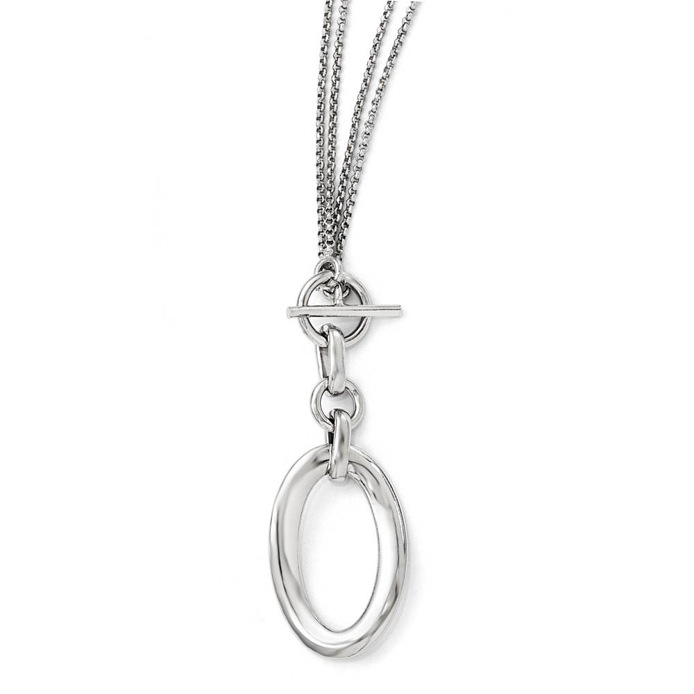 Bent Oval Double Strand Toggle Necklace in Sterling Silver, 17-Inch